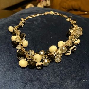 Black, white, and clear beaded necklace
